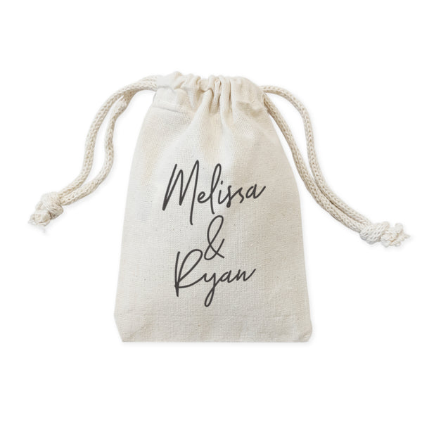 The Cotton and Canvas Co. Personalized Couple Name Wedding Favor Bags, 6-Pack