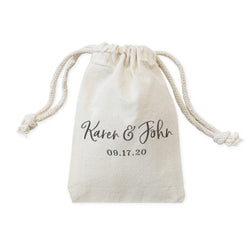 Personalized Couple Name and Date Wedding Favor Bags, 6-Pack - The Cotton and Canvas Co.