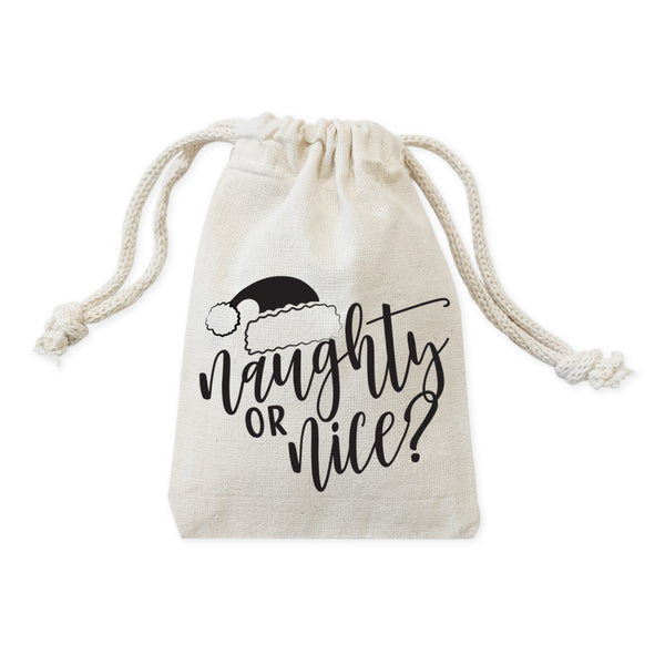 The Cotton and Canvas Co. Naughty or Nice Christmas Holiday Favor Bags, 6-Pack