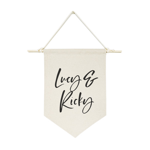 The Cotton and Canvas Co. Personalized Couple Names Classic Hanging Wall Banner