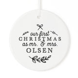Personalized Our First Christmas as Mr. & Mrs. Christmas Ornament - The Cotton and Canvas Co.