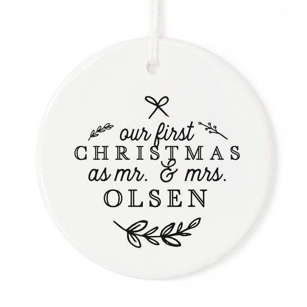 The Cotton and Canvas Co. Personalized Our First Christmas as Mr. & Mrs. Christmas Ornament
