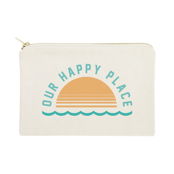 The Cotton and Canvas Co. Our Happy Place Cotton Canvas Cosmetic Bag