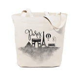 Paris Cityscape Cotton Canvas Tote Bag - The Cotton and Canvas Co.