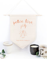 Personalized Family Last Name Peace Love Joy Hanging Wall Banner - The Cotton and Canvas Co.