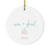 Personalized Modern Couple Names with Year Christmas Ornament