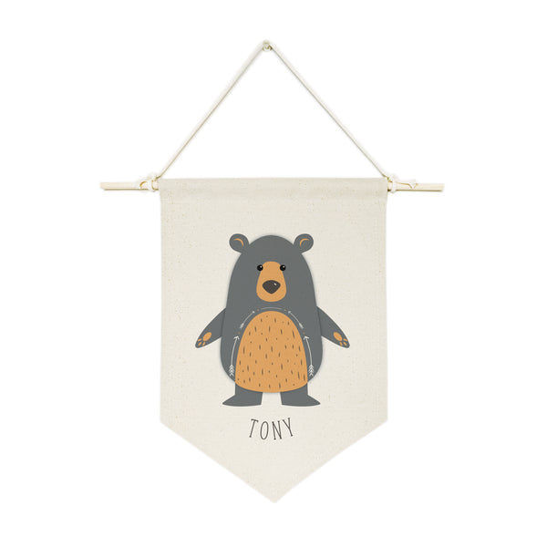 The Cotton and Canvas Co. Personalized Name Bear Hanging Wall Banner