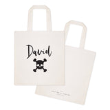 Personalized Name Skull Cotton Canvas Tote Bag - The Cotton and Canvas Co.