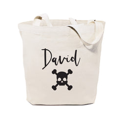 Personalized Name Skull Cotton Canvas Tote Bag - The Cotton and Canvas Co.