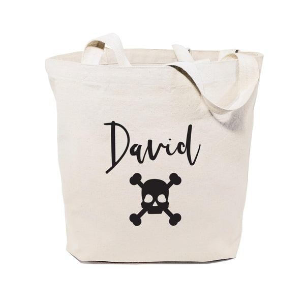 The Cotton and Canvas Co. Personalized Name Skull Cotton Canvas Tote Bag