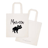 Personalized Name Black Cat Cotton Canvas Tote Bag - The Cotton and Canvas Co.