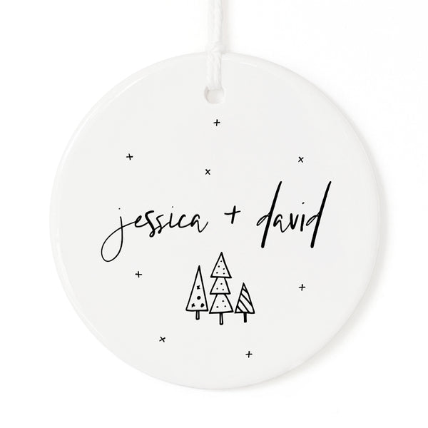 The Cotton and Canvas Co. Personalized Couple Names Christmas Ornament