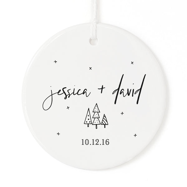 The Cotton and Canvas Co. Personalized Couple Names and Date Christmas Ornament