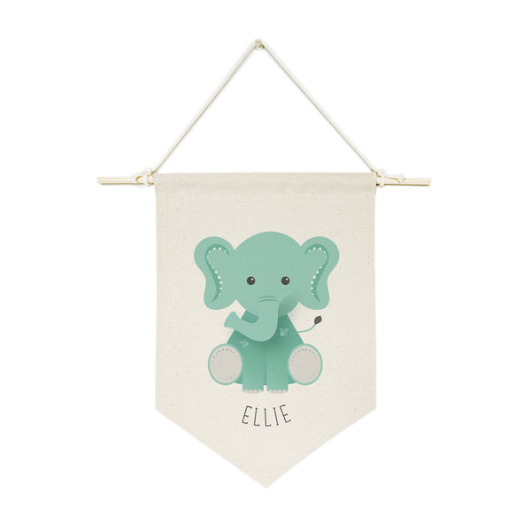 The Cotton and Canvas Co. Personalized Name Elephant Hanging Wall Banner