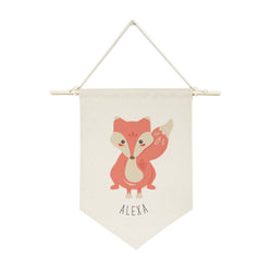 Personalized Name Fox Hanging Wall Banner - The Cotton and Canvas Co.