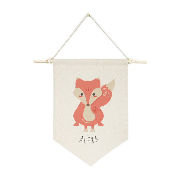 The Cotton and Canvas Co. Personalized Name Fox Hanging Wall Banner