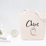 Personalized Name Ghost Cotton Canvas Tote Bag - The Cotton and Canvas Co.