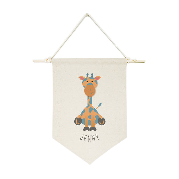 The Cotton and Canvas Co. Personalized Name Giraffe Hanging Wall Banner
