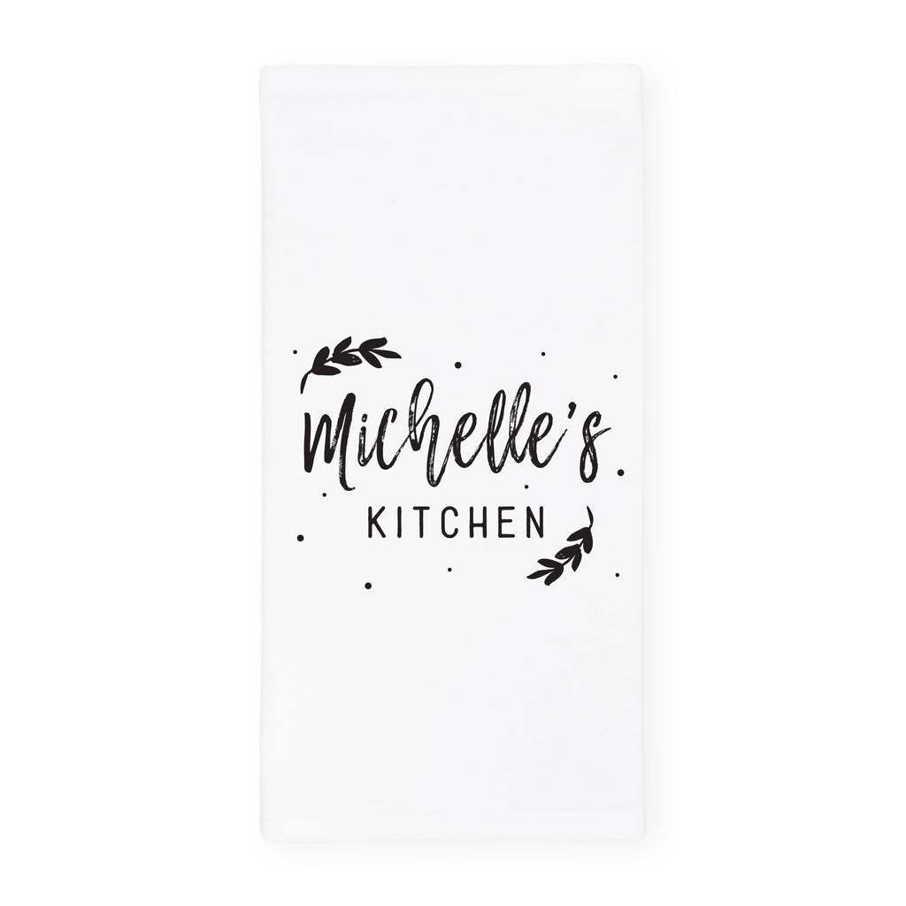 Personalized Name with Leaves Kitchen Tea Towel The Cotton & Canvas Co.