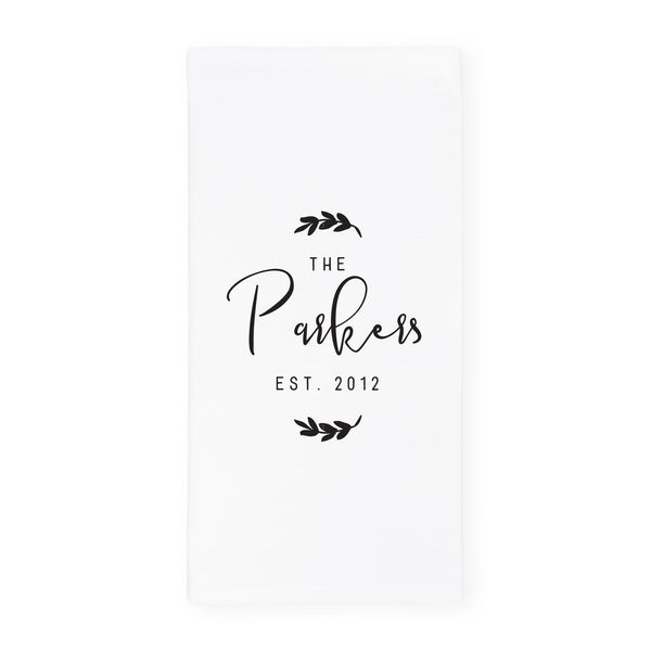 The Cotton and Canvas Co. Personalized Last Name and Date Kitchen Tea Towel