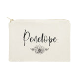 Personalized Name Modern Floral Cosmetic Bag and Travel Make Up Pouch - The Cotton and Canvas Co.
