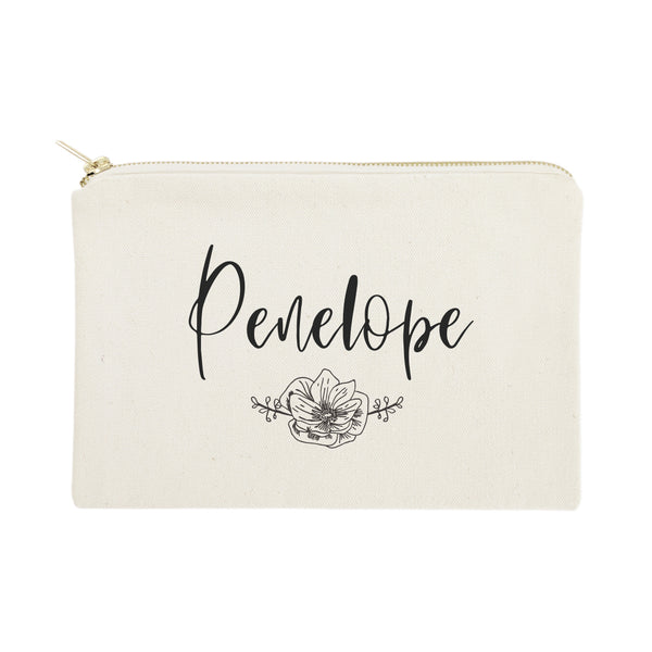 The Cotton and Canvas Co. Personalized Name Modern Floral Cosmetic Bag and Travel Make Up Pouch