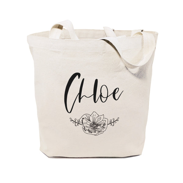 The Cotton and Canvas Co. Personalized Name Modern Floral Cotton Canvas Tote Bag