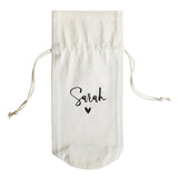 Personalized Name with Heart Canvas Wine Bag - The Cotton and Canvas Co.