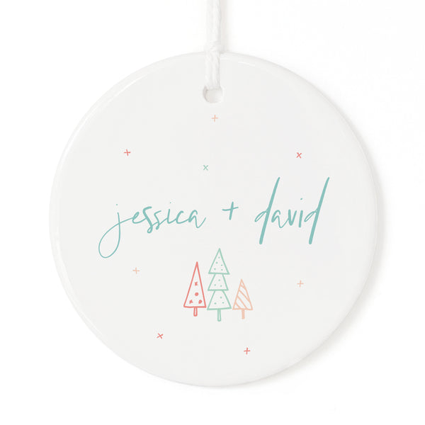 The Cotton and Canvas Co. Personalized Modern Couple Names Christmas Ornament
