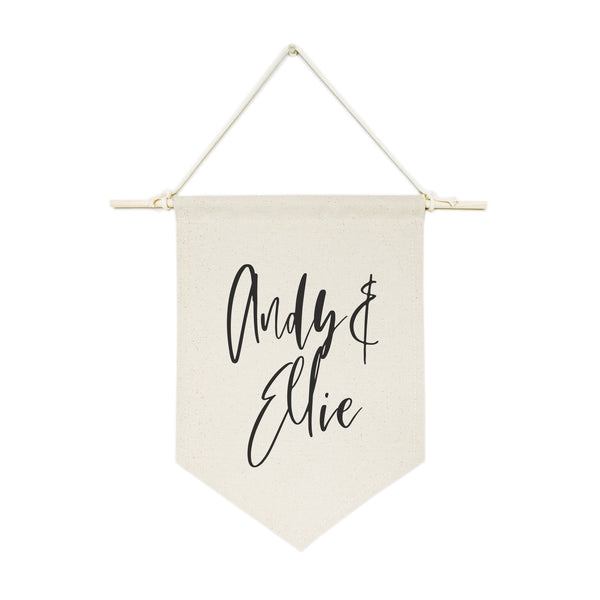The Cotton and Canvas Co. Personalized Couple Names Modern Hanging Wall Banner