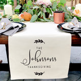 Personalized Last Name Thanksgiving Cotton Canvas Table Runner - The Cotton and Canvas Co.