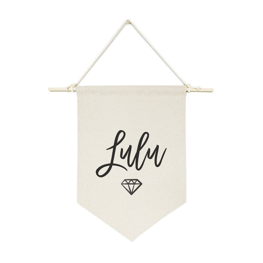 Personalized Name with Diamond Hanging Wall Banner - The Cotton and Canvas Co.