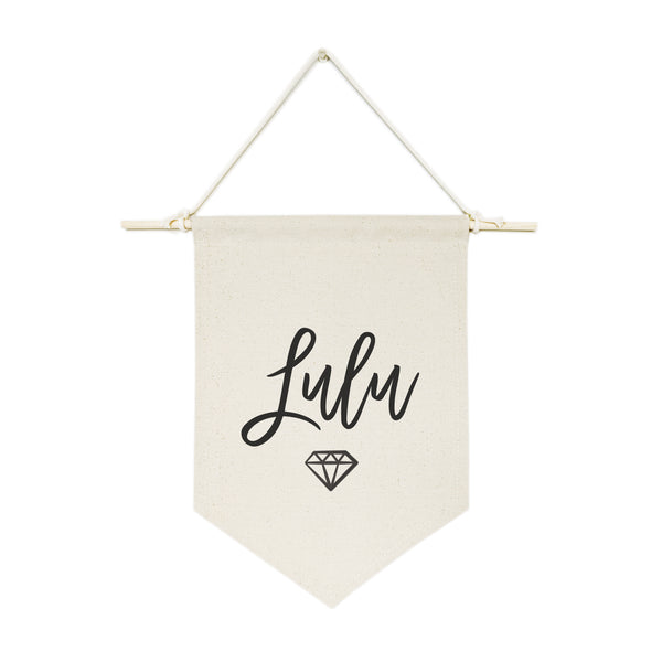 The Cotton and Canvas Co. Personalized Name with Diamond Hanging Wall Banner