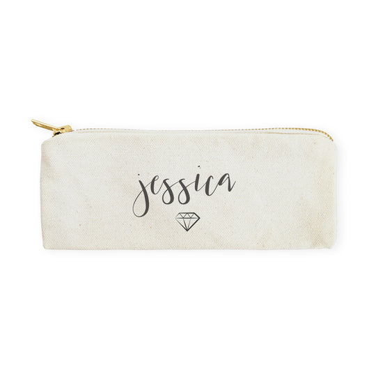 Personalized Name with Diamond Pencil Case and Travel Pouch - The Cotton and Canvas Co.