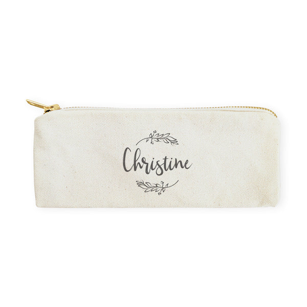 The Cotton and Canvas Co. Personalized Name with Vine Pencil Case and Travel Pouch