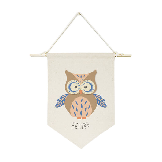 Personalized Name Owl Hanging Wall Banner - The Cotton and Canvas Co.