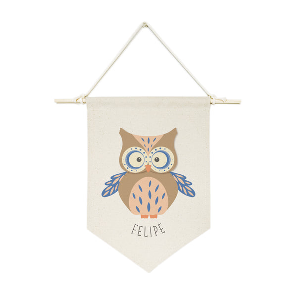 The Cotton and Canvas Co. Personalized Name Owl Hanging Wall Banner