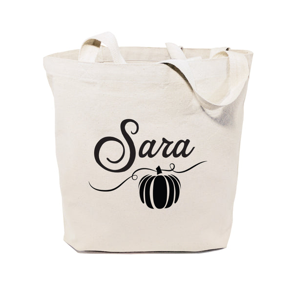 The Cotton and Canvas Co. Personalized Name Pumpkin Cotton Canvas Tote Bag