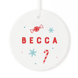 Personalized Name with Candy and Snowflakes Christmas Ornament - The Cotton and Canvas Co.