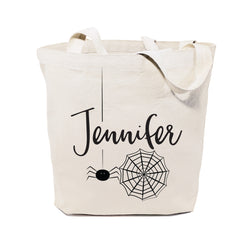 Personalized Name Spider Cotton Canvas Tote Bag - The Cotton and Canvas Co.