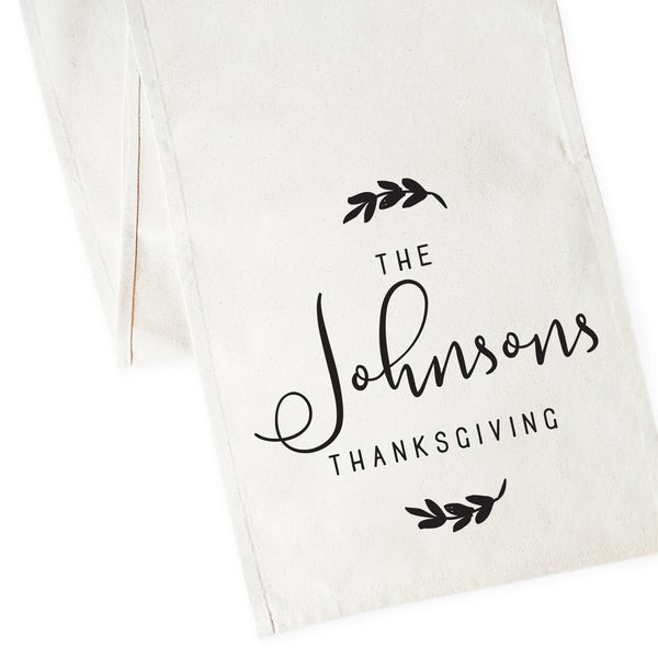 The Cotton and Canvas Co. Personalized Last Name Thanksgiving Cotton Canvas Table Runner