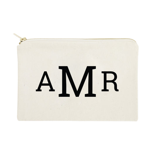Personalized Triple Modern Monogram Cosmetic Bag and Travel Make Up Pouch - The Cotton and Canvas Co.