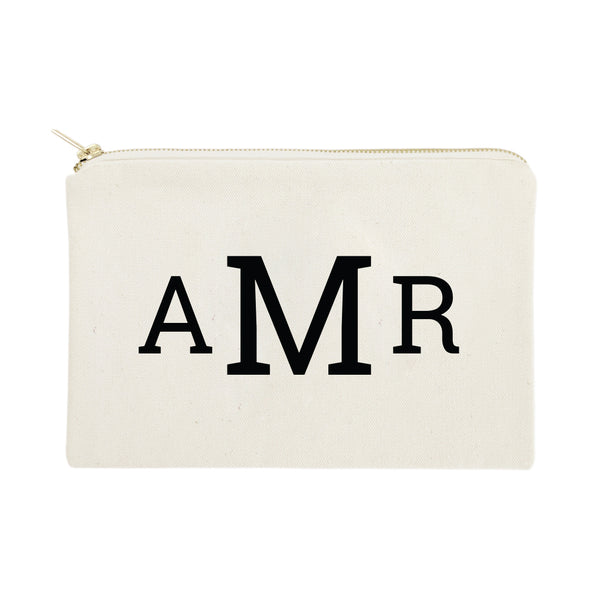 The Cotton and Canvas Co. Personalized Triple Modern Monogram Cosmetic Bag and Travel Make Up Pouch