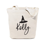 Personalized Name Witch Cotton Canvas Tote Bag - The Cotton and Canvas Co.