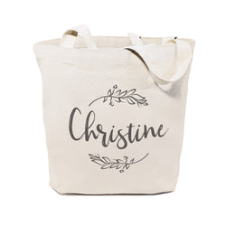 Personalized Name with Vine Cotton Canvas Tote Bag - The Cotton and Canvas Co.
