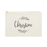 Personalized Name with Vine Cosmetic Bag and Travel Make Up Pouch - The Cotton and Canvas Co.