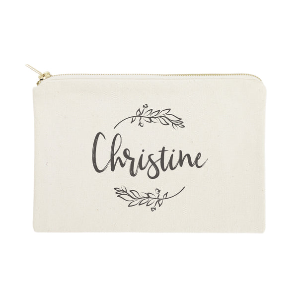 The Cotton and Canvas Co. Personalized Name with Vine Cosmetic Bag and Travel Make Up Pouch