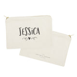 Personalized Name with Mini Heart Cosmetic Bag and Travel Make Up Pouch - The Cotton and Canvas Co.