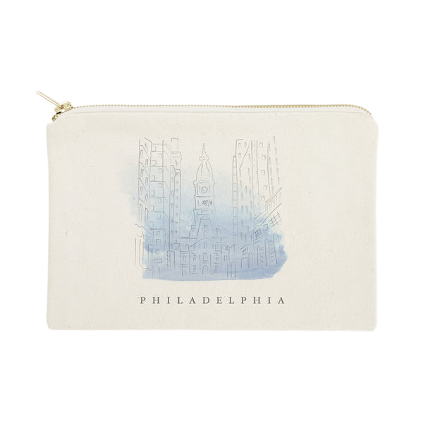The Cotton and Canvas Co. Philadelphia Cityscape Cotton Canvas Cosmetic Bag