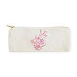Personalized Name Pink Floral Cotton Canvas Pencil Case and Travel Pouch - The Cotton and Canvas Co.